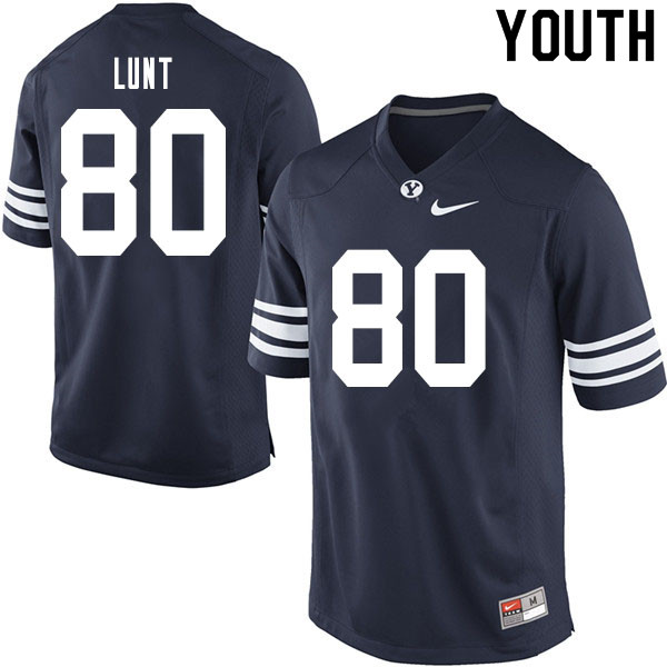 Youth #80 Lane Lunt BYU Cougars College Football Jerseys Sale-Navy